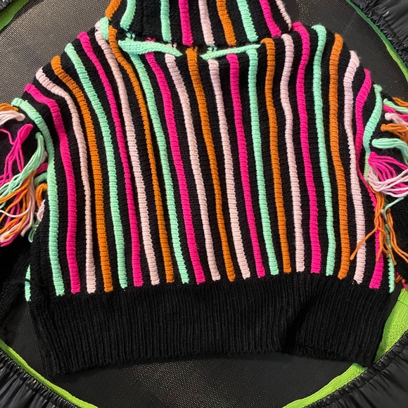 Striped Fringe Neon Sweater - Picture 8 of 8